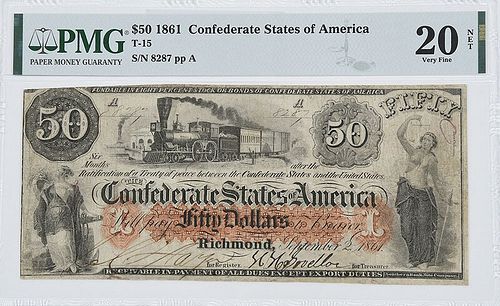 1861 $50 Confederate Note T-15