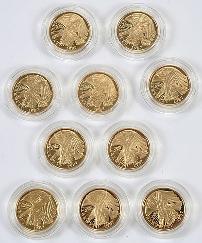 Ten Constitution Bicentennial $5 Gold Coins