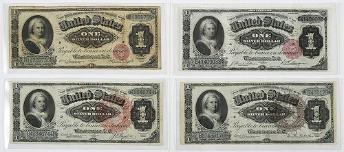 Four Martha Washington $1 Silver Certificates 