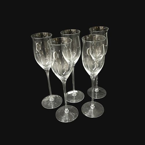 (5) Five Art Glass champagne Glasses