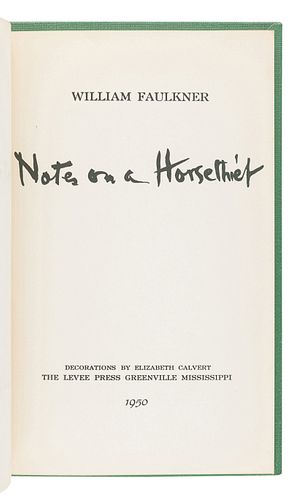 FAULKNER, William (1897-1962). Notes on a Horse Thief. Greenville, MS: The Levee Press, 1950. 