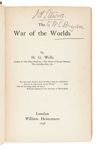 WELLS, H. G. (1866-1946). The War of the Worlds. London: William Heinemann, 1898. 