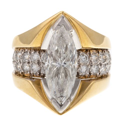 A Kurt Wayne Marquise Diamond Ring in 18K & Plat