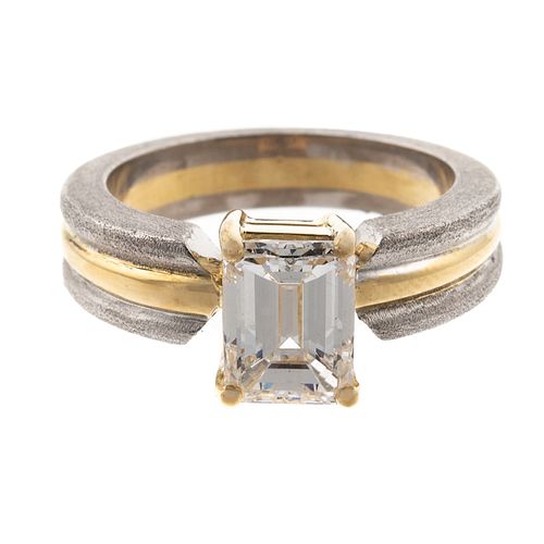 A GIA 1.55 ct Emerald Cut Diamond Ring in 18K
