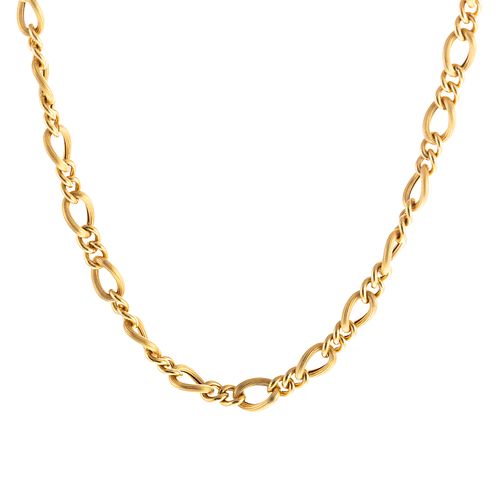 An 18K Ribbed Link Long 34 Inch Gold Chain