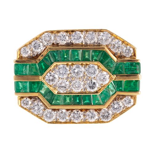 A Bold Diamond & Emerald Ring in 18K