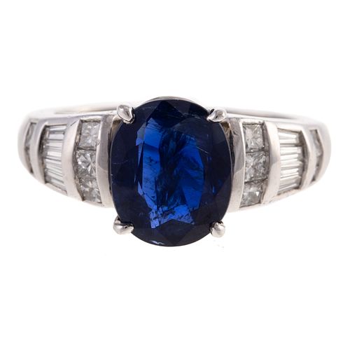 An Unheated Sapphire & Diamond Ring in Platinum