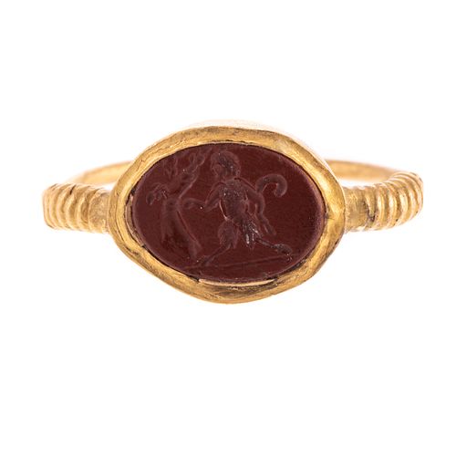 A 22K Ancient Style Jasper Intaglio Ring