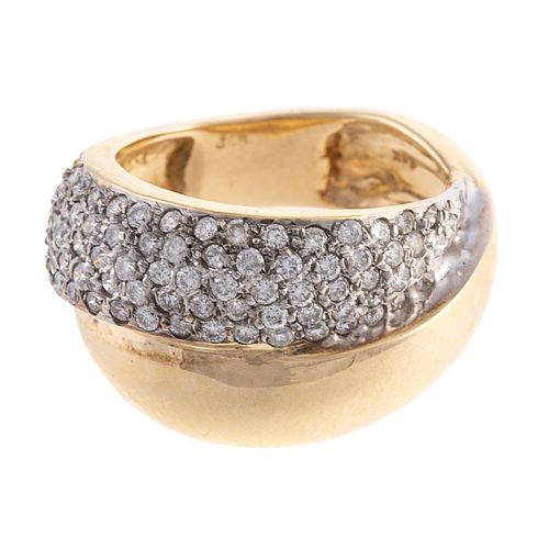 A Pave Diamond & High Polish 14K Yellow Gold Ring