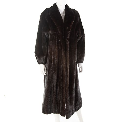An Aumann Furs Brown Mink Full Length Coat