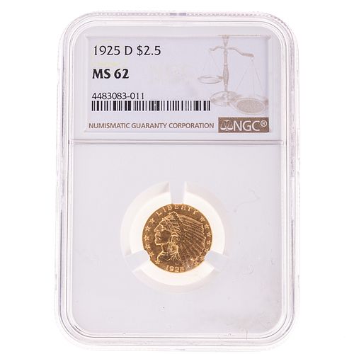 1925-D $2.50 Gold Indian Quarter Eagle NGC MS62