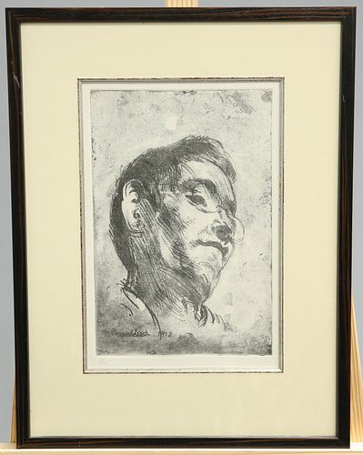 BERNARD LEACH (1887-1979), PORTRAIT OF RYUSEI KISHIDA, 1913