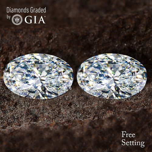 2.02 carat diamond pair Oval cut Diamond GIA Graded 1) 1.01 ct, Color D, VVS2 2) 1.01 ct, Color D, VVS2. Unmounted. Appraised Value: $27,600 