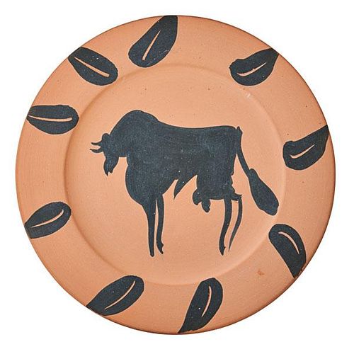 P. PICASSO; MADOURA Earthenware plate, "Bull…"