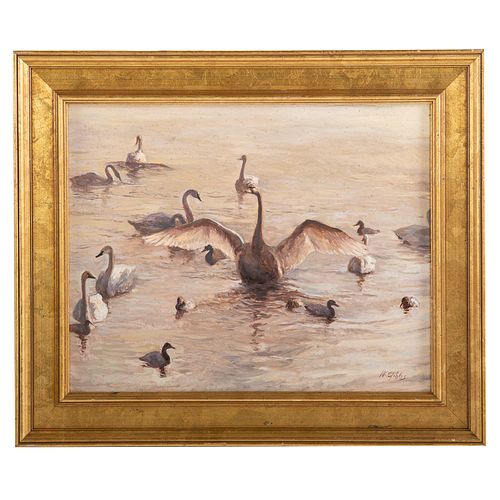 Nathaniel K. Gibbs. "Swans and Ducks," oil