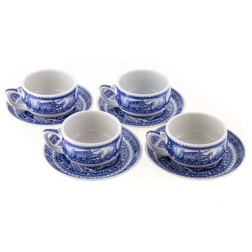 Four Lamberton B & O China Tea Cups/Saucers