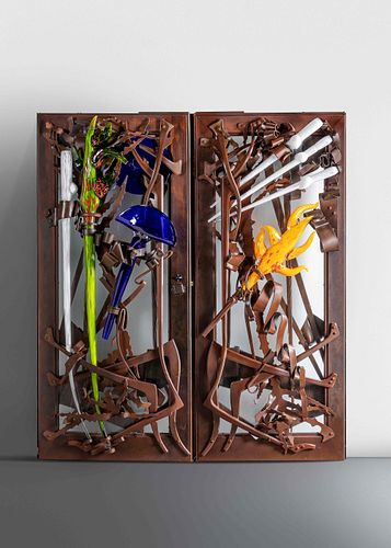 Albert Paley 
(b. 1944)
Important Entrance Doors, 2004glass elements executed by Martin Blank 
