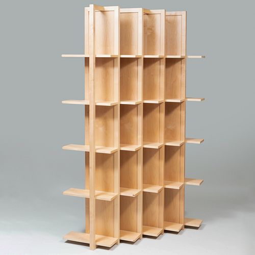 Modern Bleached Maple Transversal Bookcase 