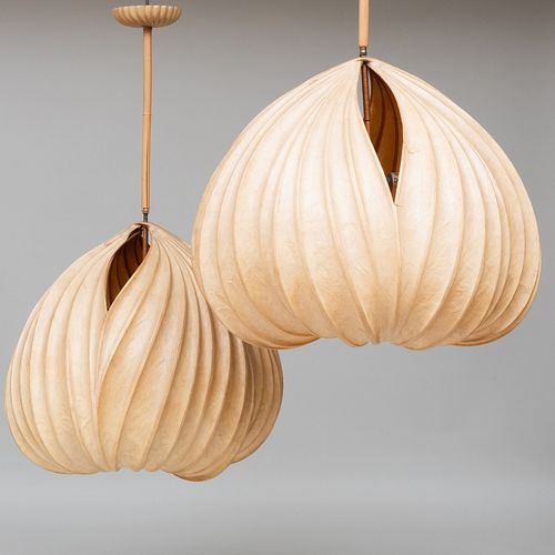 Pair of Large Stephen White Laminated Paper and Wood Two-Light 'Luminessence' Light Sculptures