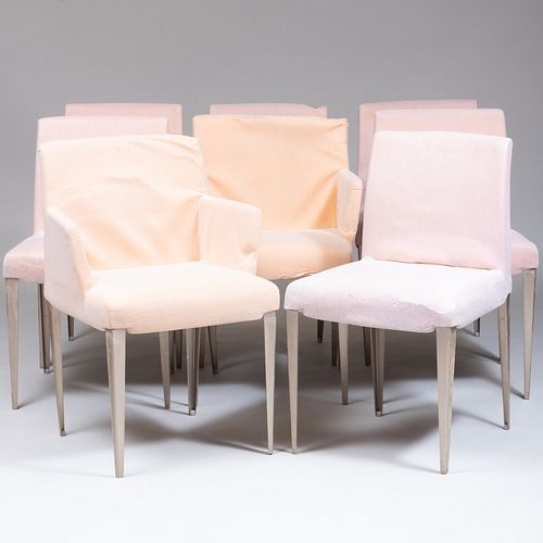 Set of Eight Antonio Critterio Patinated-Metal and Upholstered 'Melandra' Chairs for B&B Italia