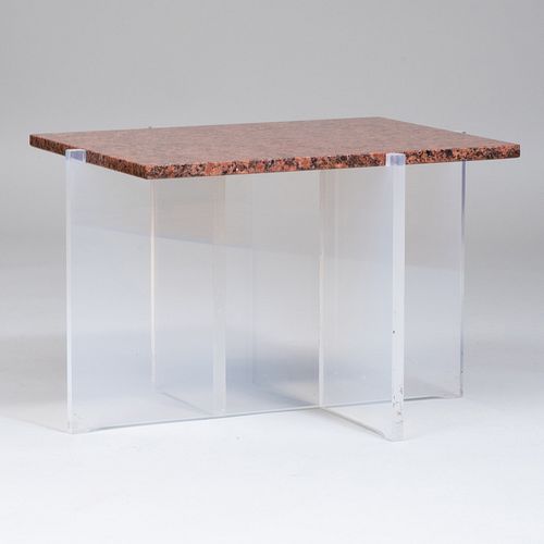 Vladimir Kagan Granite and Plexiglass Marble Top Side Table