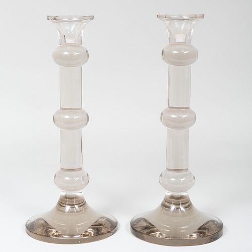 Pair of Large Glass Candlesticks