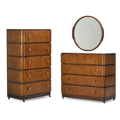 DONALD DESKEY Mirror and two dressers