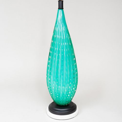 Murano Internally Decorated Turquoise Glass Table Lamp