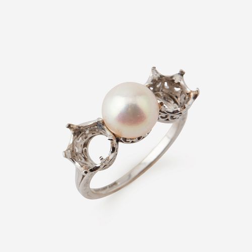 A platinum and natural pearl semi-mount, Tiffany & Co.,