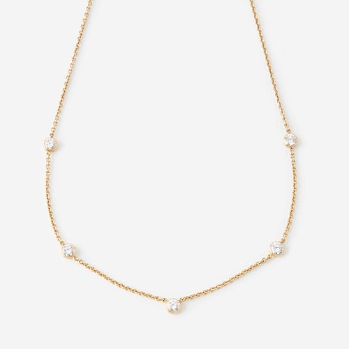 An eighteen karat gold and diamond necklace,