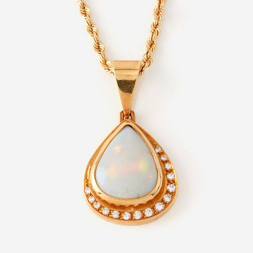 An opal, diamond, and eighteen karat gold pendant, Burle Marx,