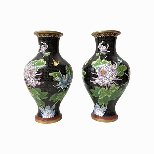 Pair of Chrysanthemum Design Vases