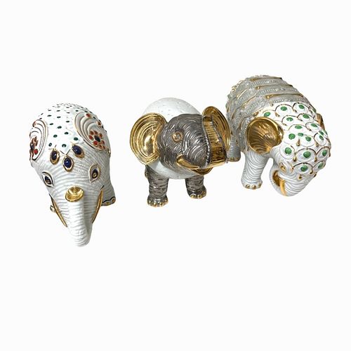 (3) Italian Porcelain Ceramic Elephants