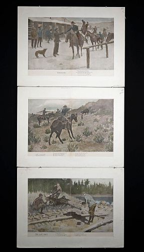 3 Remington Prints, 1903 - Oo-Yah!, Last Shot, At Last
