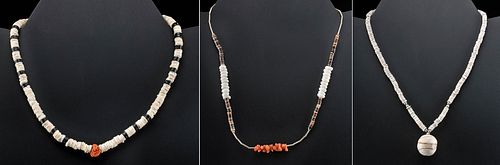 20th C. Native American Bead Necklaces w/ Coral (3)