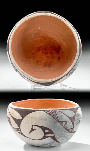 1930s Acoma Polychrome Pottery Jar w/ Stylized Birds