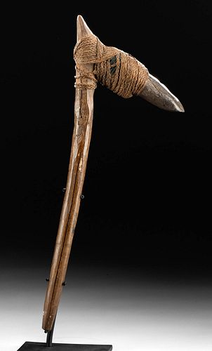 Late 18th C. Tongan Wood & Stone Hafted Adze