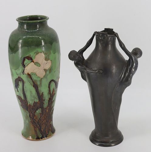 2 Unsigned Arts And Crafts  Vases