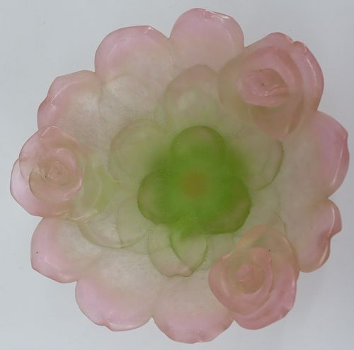 Daum France Glass Floral Decorated Bowl