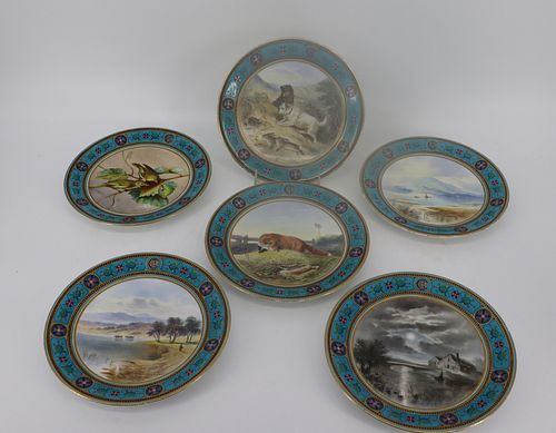 6 Royal Worcester Hand Painted Porcelain Plates.