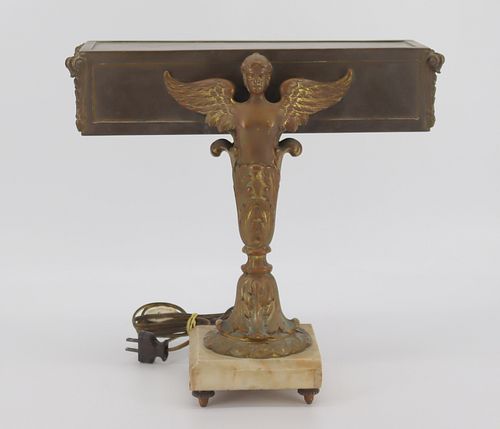 Antique Gilt Metal Figural Desk Lamp
