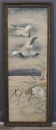 Framed Chinese Embroidery on Silk of Duck.