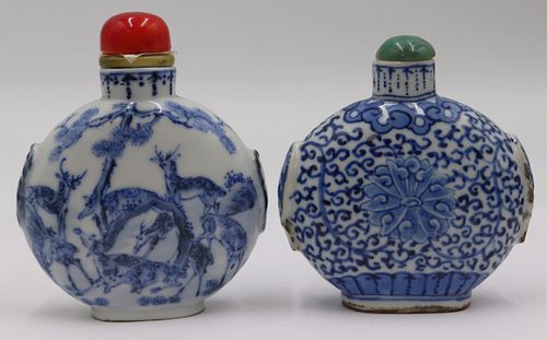 (2) Chinese Blue and White Snuff Bottles.