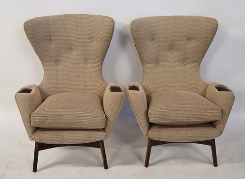 A Pair Of Adrian Pearsall Upholstered Wing Chairs.