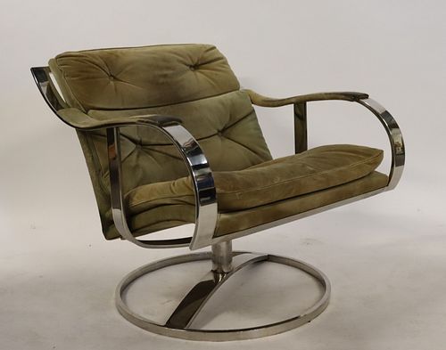 Steelcase Chrome Upholstered Chair.