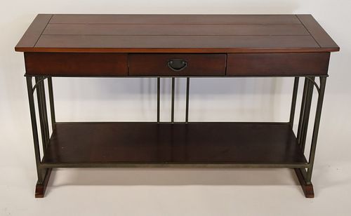 Arts And Crafts Style Console On Metal Frame.