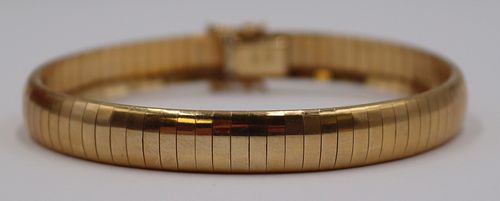 JEWELRY. Italian 14kt Gold Omega Bracelet.