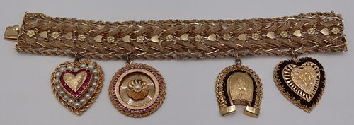 JEWELRY. 14kt Gold Charm Bracelet with (4) Charms.