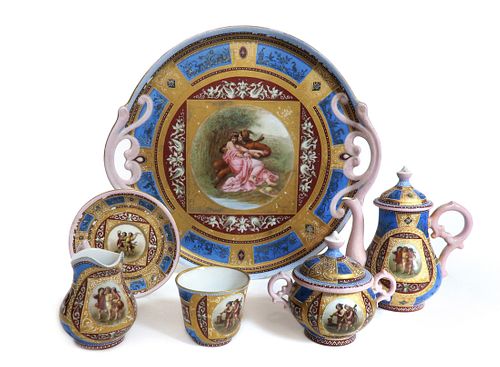 Fine Royal Vienna Style Porcelain Tea Set, 19th C.