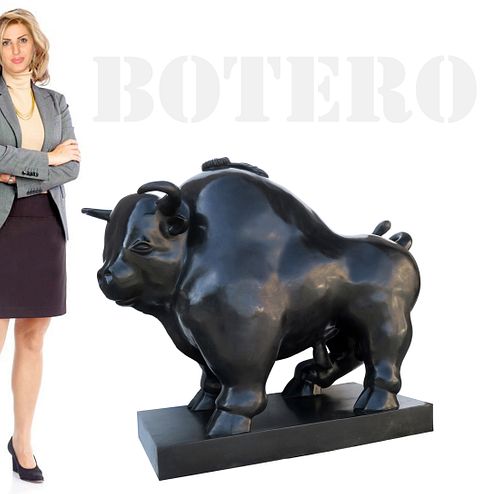 A Monumental BOTERO Fighting Bull Bronze Sculpture